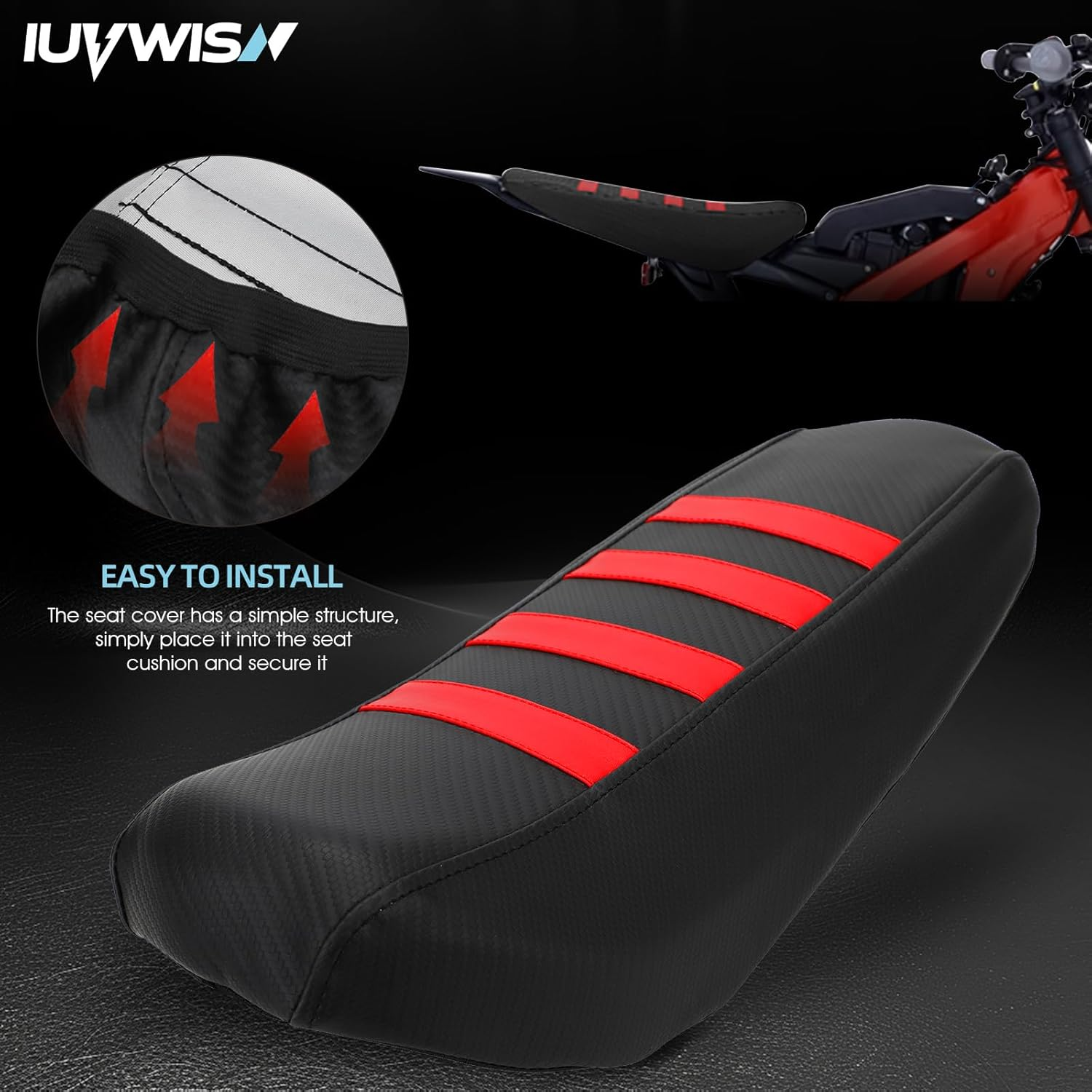 Seat Cover for Surron LBX 79Bike Falcon Pro, Electric Dirt Bike Seat Cover for Sur Ron Red,Non-Slip Soft High Elastic Leather - Purple image number 2