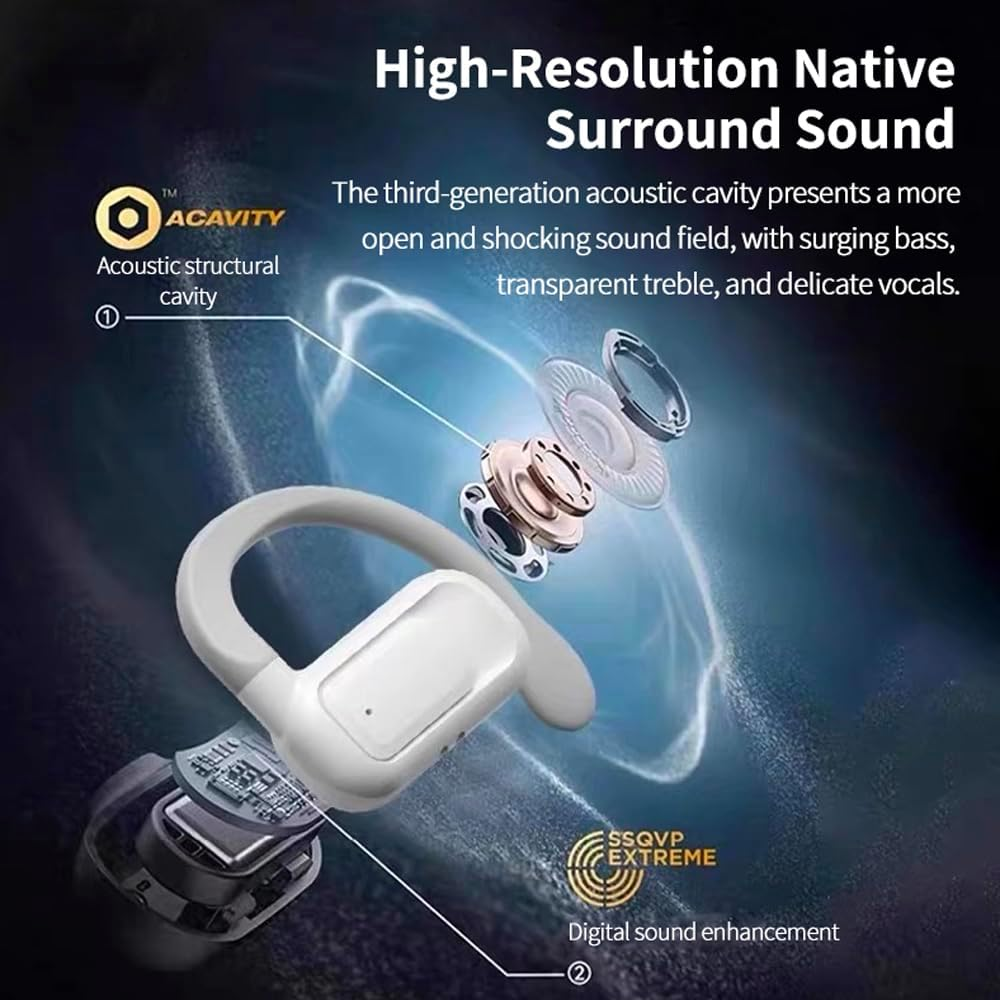 HISHELL Open Headphones with Voice Translator, Real Time Translator Device, Bluetooth Earbuds with Ear Hook for 144 Languages Online, Voice Translator with App, Fits Ios and Android (Black) image number 1