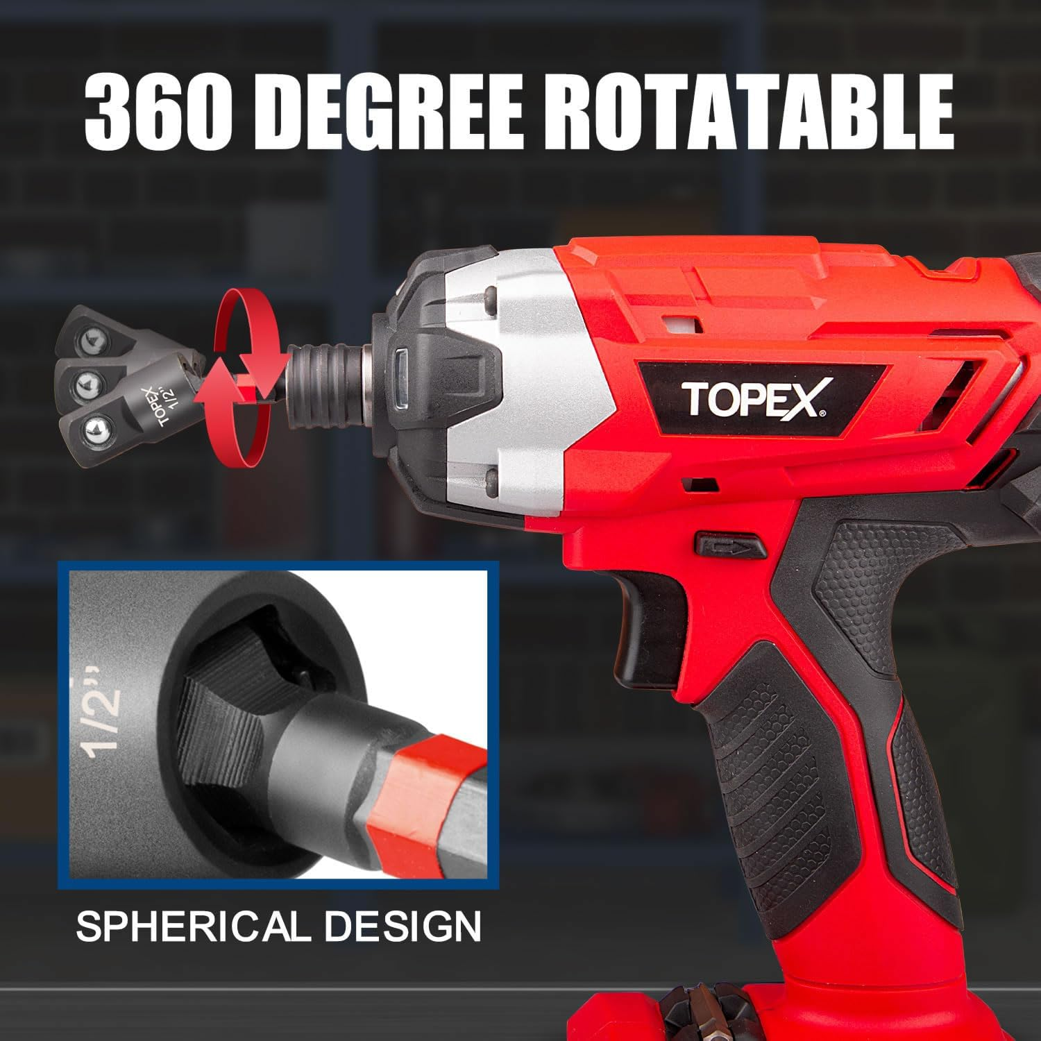 TOPEX 13-Piece Impact Drill Socket Adapter Set and Universal Joints Socket Set, 1/4" 3/8" & 1/2" Driver Socket Adapter with 105&deg; Angle Screwdriver Drill Bit, Power Drill Impact Grade Socket Extensions image number 2