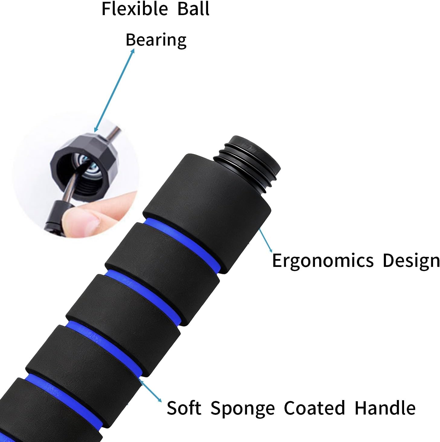 Jump Rope, Fitness Tangle-Free Jumping Rope Cable with Ball Bearings, Adjustable 2.8M Jump Ropes with Foam Handles, Exercise Workout Equipment for Men and Women, Home Gym - Black image number 6