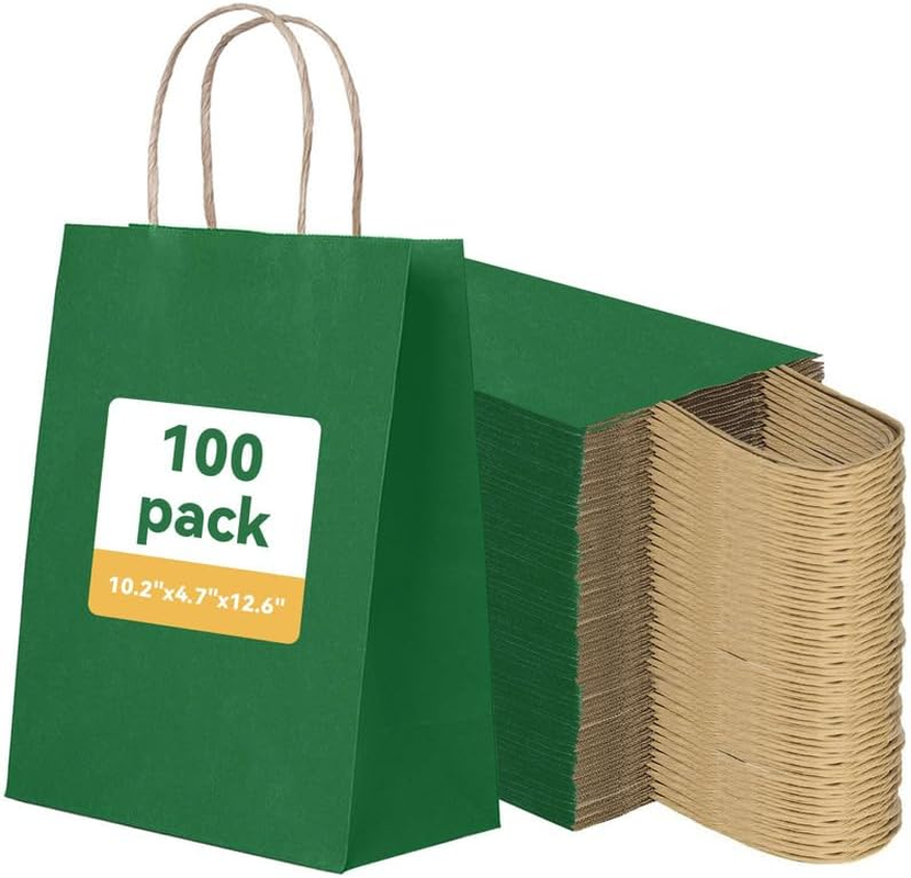 100 Pack Small Rose Red Paper Gift Bags with Handles 15X8X21Cm / 5.9"X3.1"X8.3" Bulk Small Gift Bags, Rose Red Paper Gift Bags, Party Favor Bags Goody Bags, Candy Bags, Treat Bags, Rose Red Kraft Bags