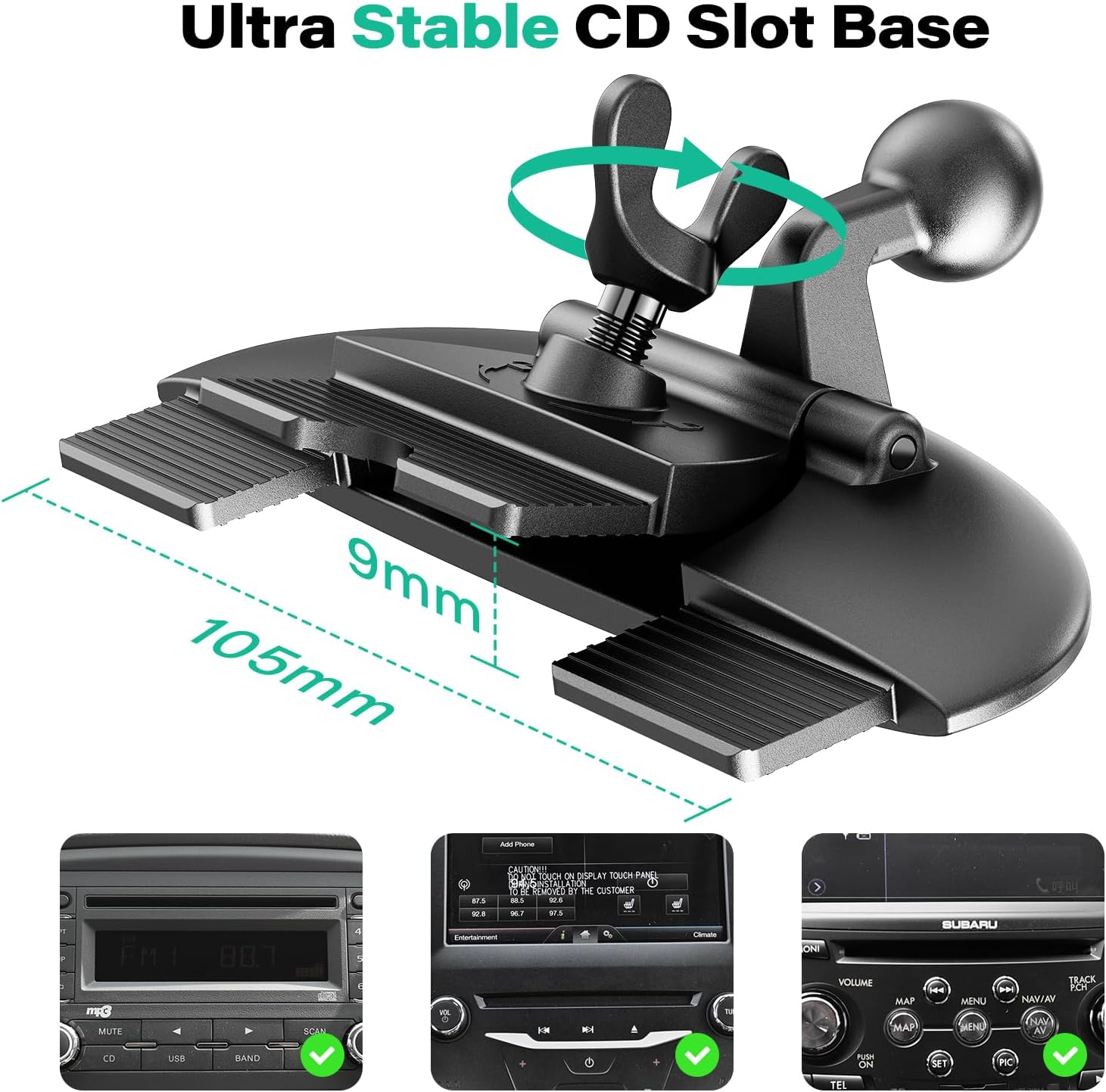 Replacement CD Player Phone Mount Base Car Phone Holder Part, 17.2Mm Ball Joint CD Slot for Phone Mount Holder, Magnetic Mount Accessories [Base Only] image number 1