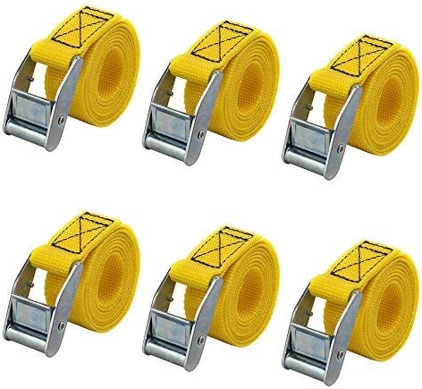 Lashing Straps 2' X 1" Black Tie down Straps up to 600Lbs, 6 Pack (Yellow)