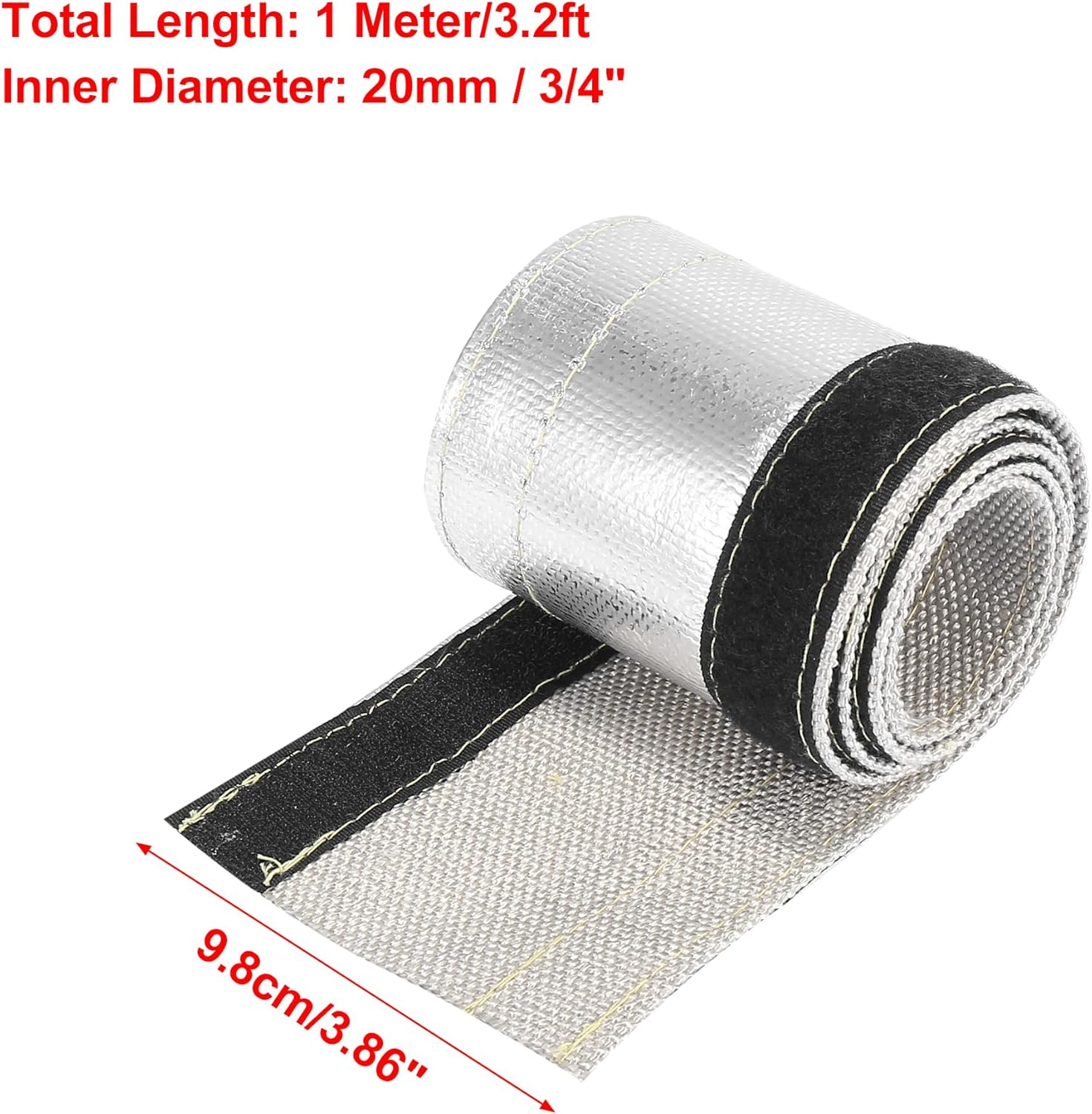 X AUTOHAUX Car Heat Shroud 3/4" ID 3.2Ft Aluminized Sleeving Insulated Shield Sleeve Heat Wire Shield Sleeve for 3/4" OD Fuel Lines Heat Protection image number 6