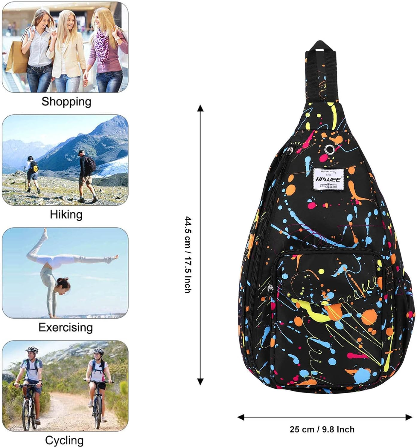 HAWEE Backpack Sling for Women Anti-Water Crossbody Bag Inclined Adjustable Pack