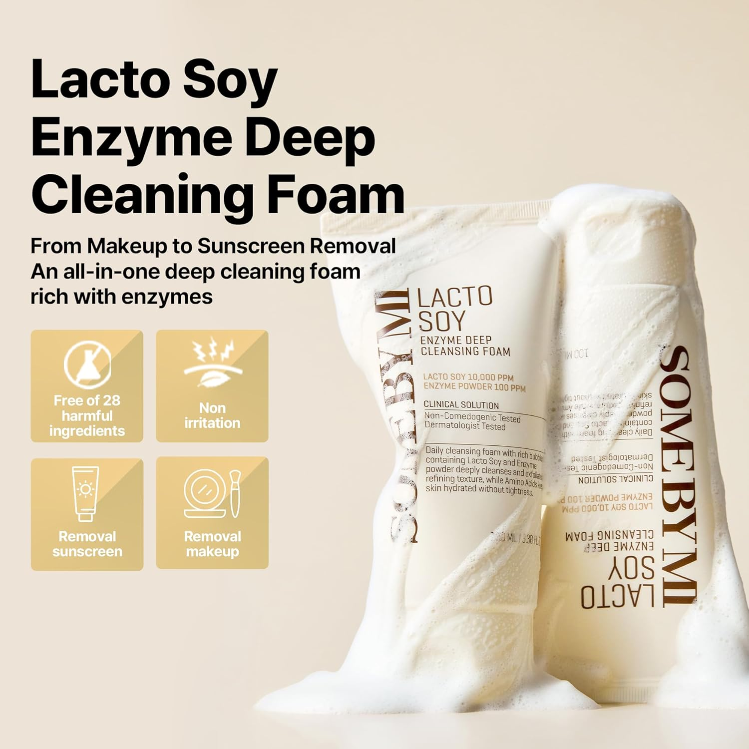 SOME by MI Lactosoy Enzyme Deep Cleansing Foam 100 Ml image number 1