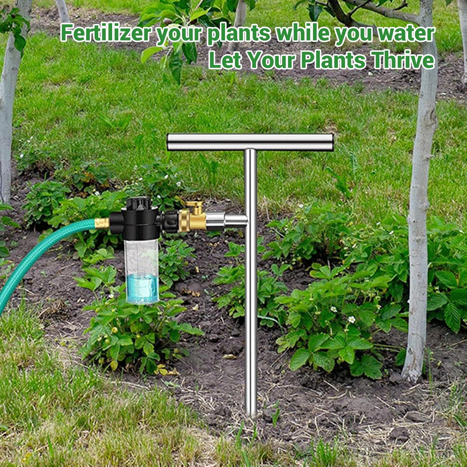 32In Stainless Steel Deep Root Tree Watering Tool, Deep Root Watering Tool with Fertilizer Bottle, Portable Watering Wand Irrigation System for Bushes, Trees, Plants image number 6