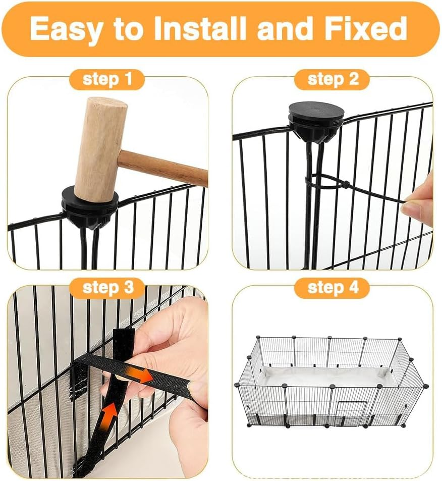 12 Panels Small Animal Playpen,Pet Playpen with Waterproof Mat,C&C Cage for Guinea Pigs,Puppy Play Pen,Bunny Playpen,Indoor Outdoor Portable Metal Wire Yard Fence image number 4