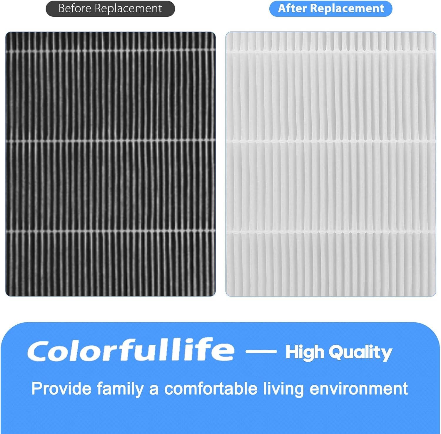 Colorfullife 116130 Replacement Filter H for Winix 5500-2 Air Purifier - 2 Pack HEPA Filters and Activated Carbon Filter Combo Pack