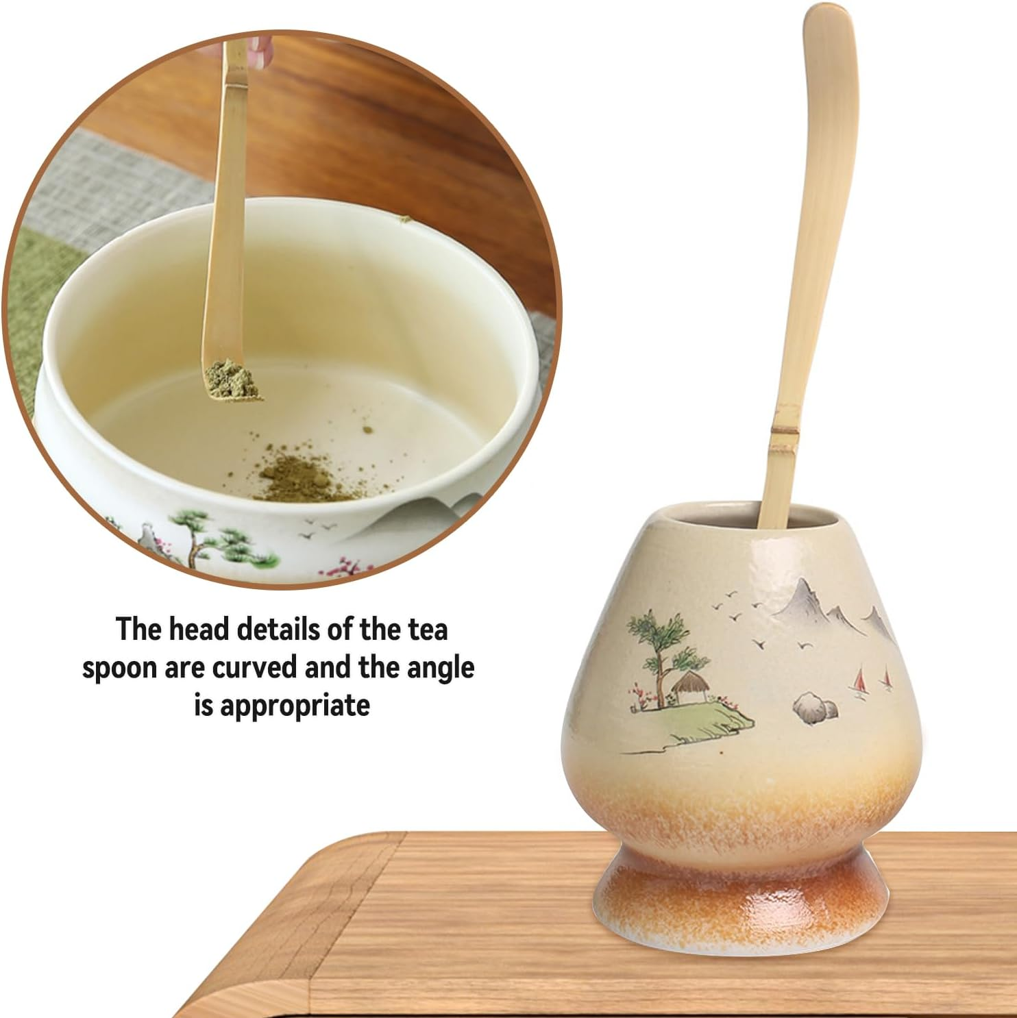 6PCS Matcha Whisk Set,Exquisite Handcrafted Bamboo Matcha Whisk Set,Includes Ceramic Matcha Bowl&Matcha Whisk Holder Bamboo Matcha Whisk&2 Scoop&Stainless Steel Tea Strainer&Matcha Bowl Matcha Tea Set image number 4