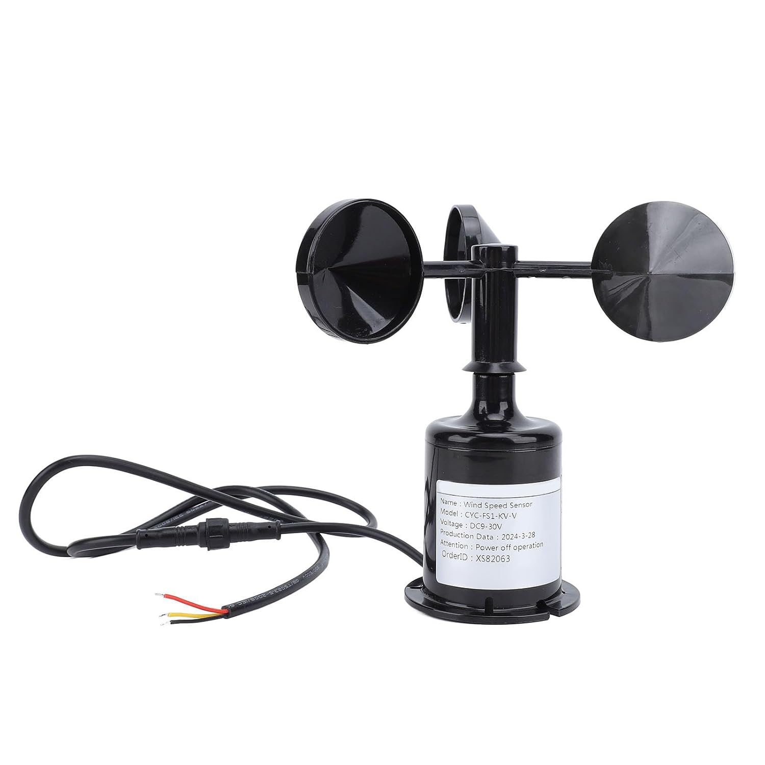 TOPINCN Wind Speed Sensor, IP64 Weatherproof, DC9 30V High Accuracy 3 Cups Anemomete, Wind Measurement Suitable for Greenhouses, Weather Stations, Industrial and Agricultural Environments image number 5