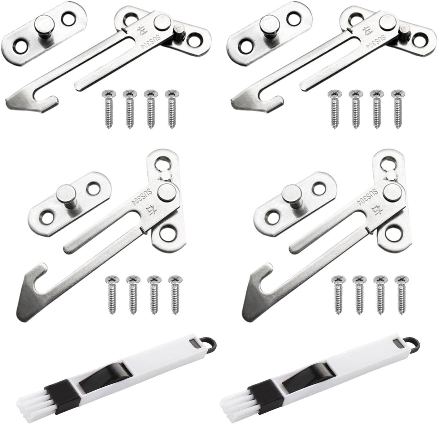 BIFHIG Pack of 2 Stoppers with Screws and 2 Window Gap Brushes, Removable Window Holder, Groove Cleaning Brush, Practical Cleaning Tool. image number 3