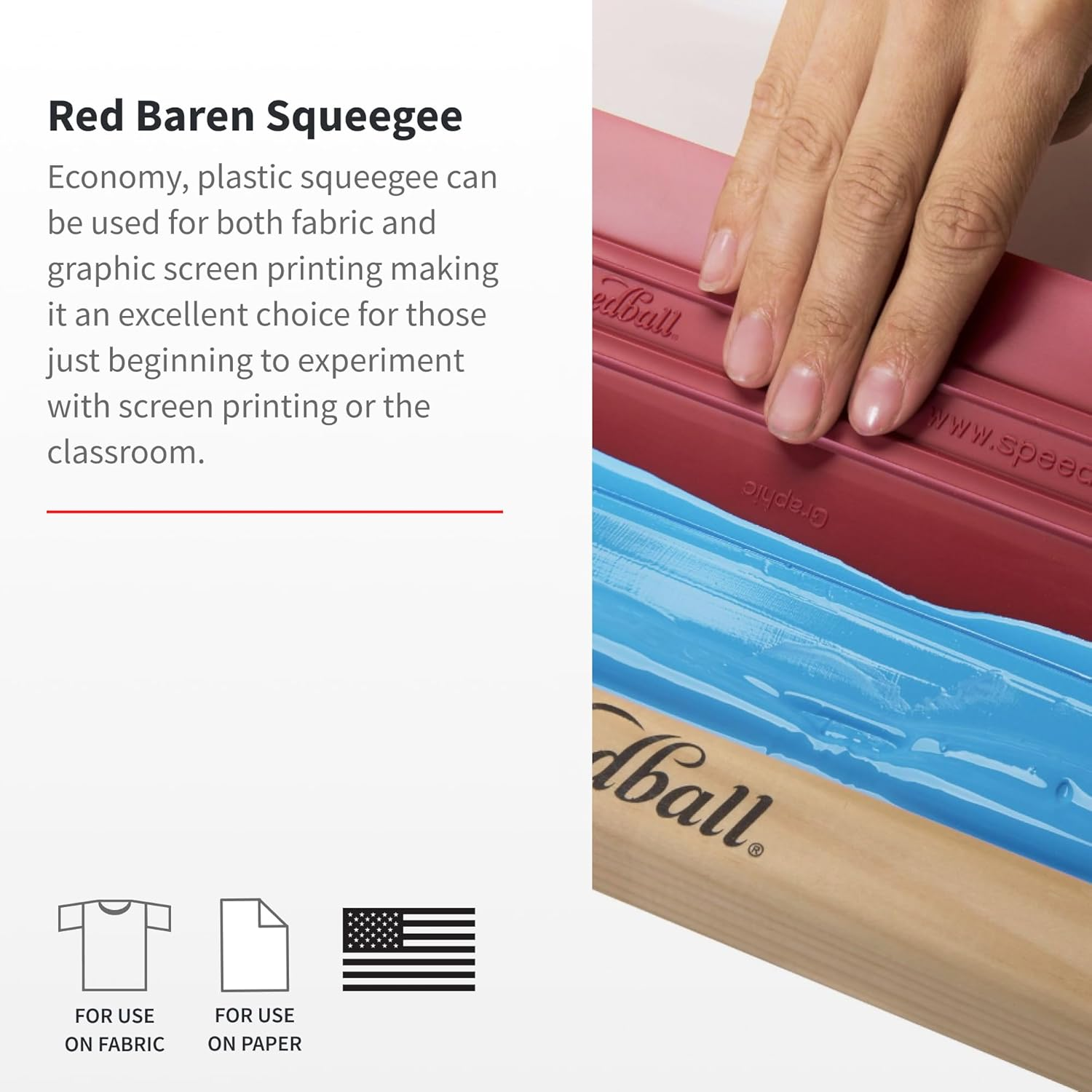 Speedball Squeegee 9&Prime; &times; 3&Prime; &times; 0.25&Prime;, Ergonomic Finger Grip for Fabric & Graphic Printing image number 2