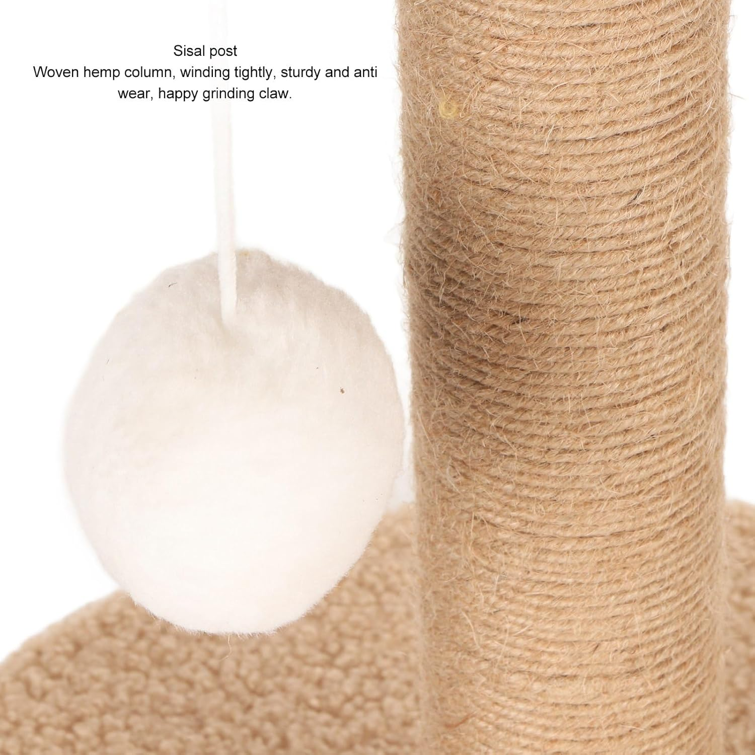 Cat Scratching Post Sisal, Cat Catching Post Interactive Stable Climbing Frame with Plush Ball for Jumping Sleeping Entertaining, Easy to Clean image number 4