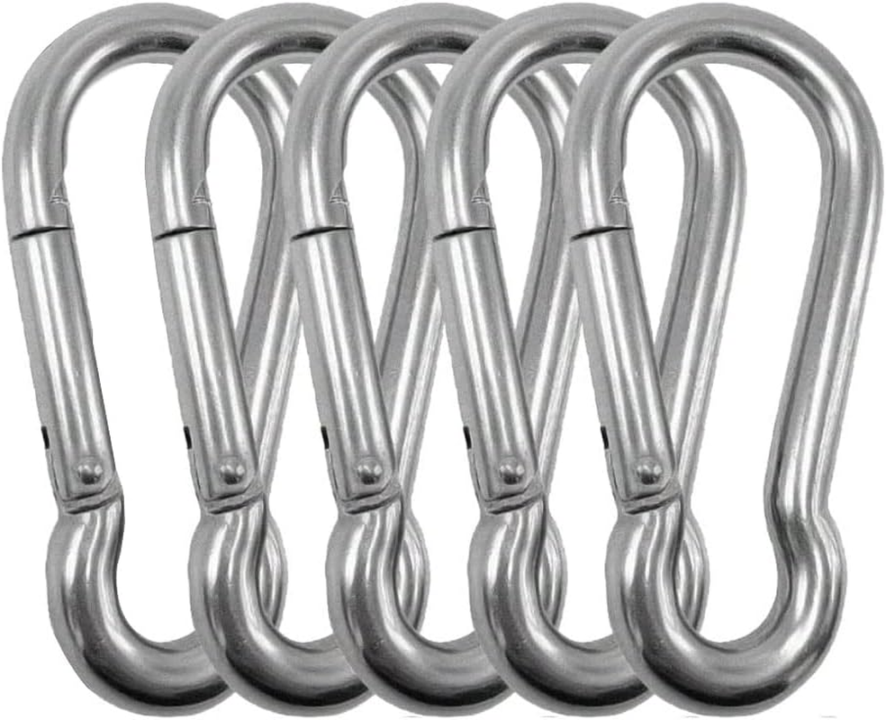 5 Pcs 4 Inch Carabiner Spring Snap Hook 304 Stainless Steel Heavy Duty Carabiner Clip image number 5