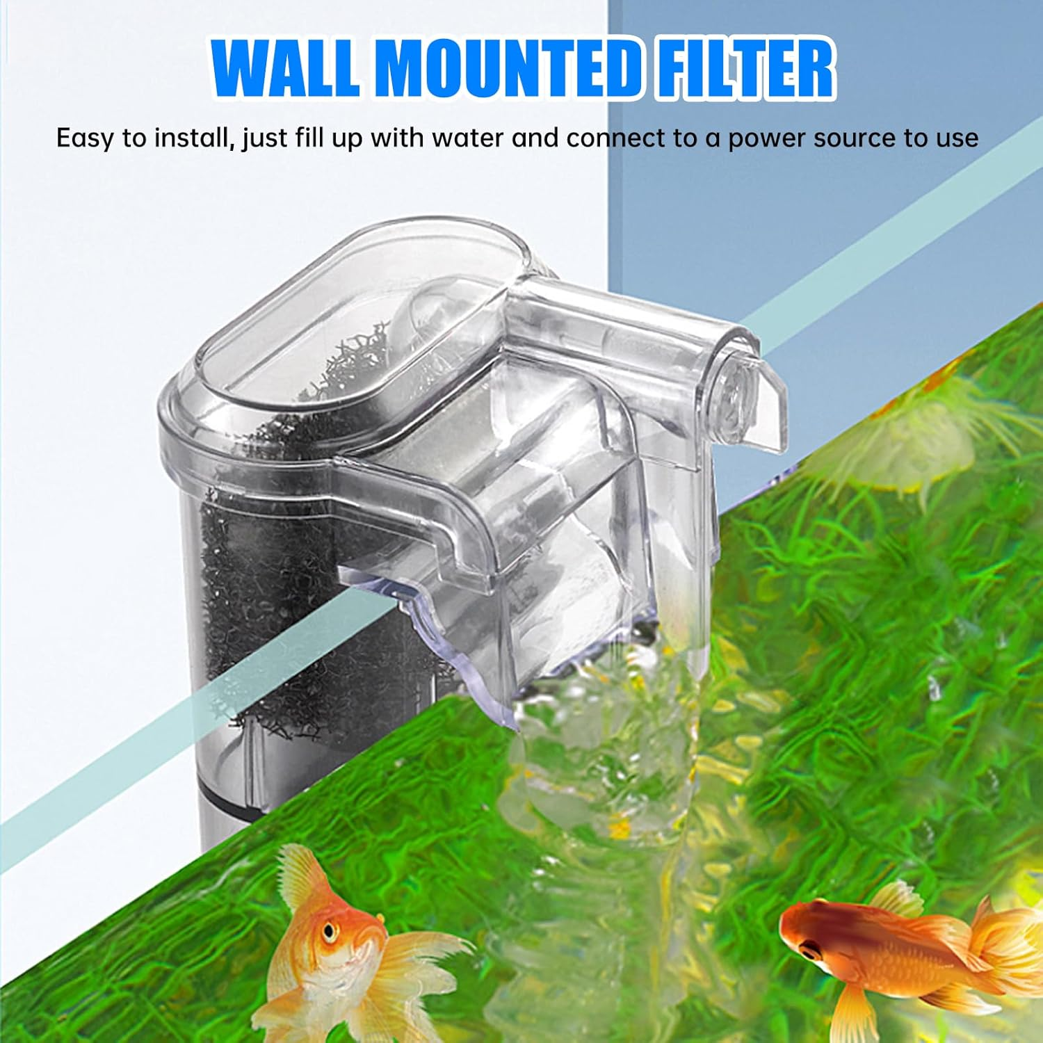 Bouncy Fish Tank Filter, Slim Aquarium Filter for up to 20L Aquariums, Quiet Operation, Energy Efficient 3W, Perfect for Coldwater & Tropical Fish image number 6