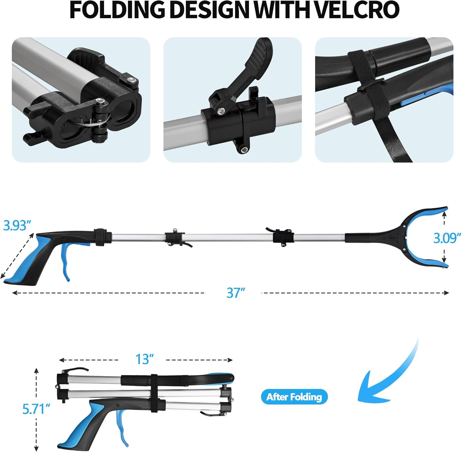 AWINNER Foldable Reacher Grabber Tool, 36 Inch, 360&deg; Rotating Jaw with Magnets, Lightweight image number 6