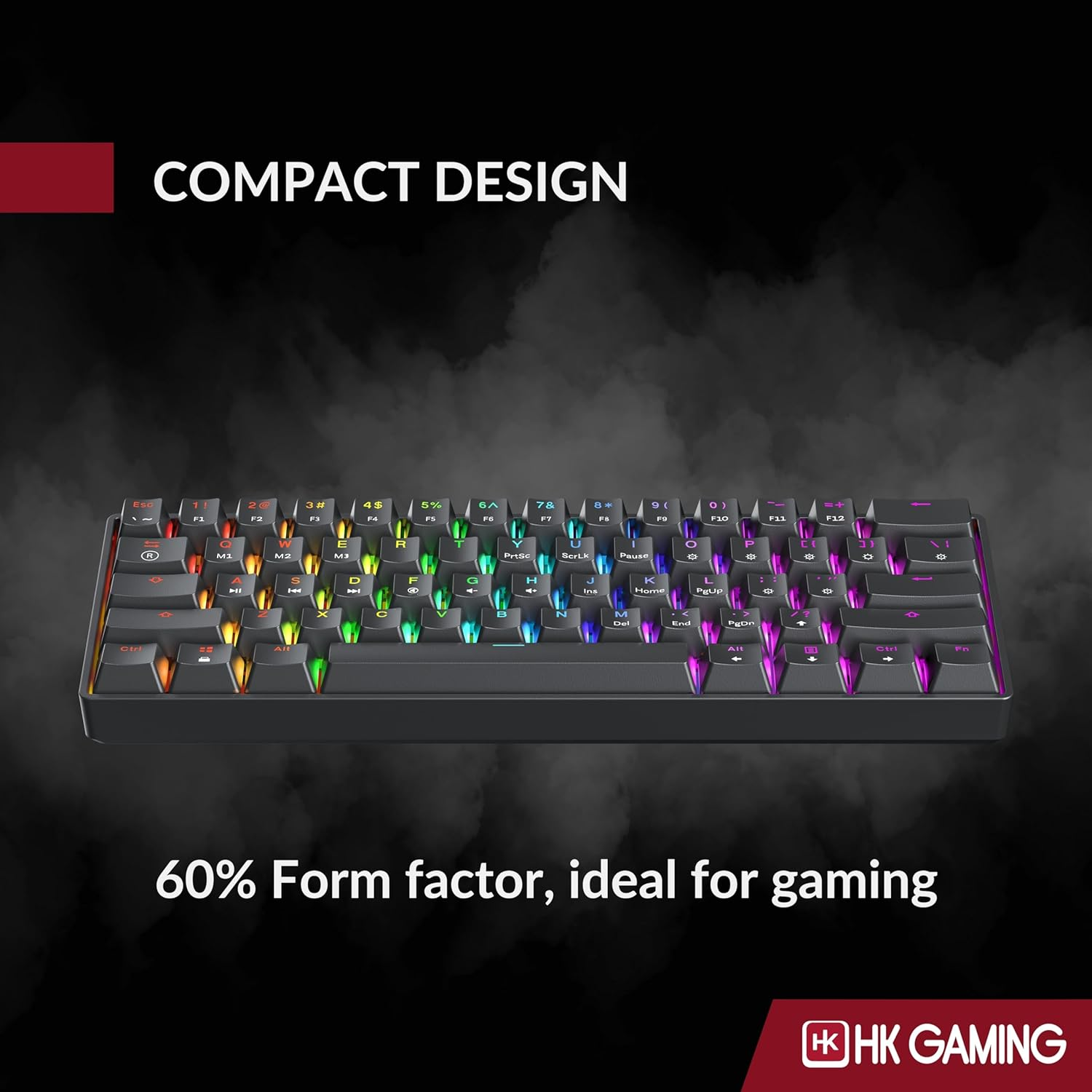 HK GAMING GK61 60% V3 | Hotswap Mechanical Gaming Keyboard | 61 Keys Multi Color RGB LED Backlit for Pc/Mac Gamer | US Layout (Black, Mechanical Speed Yellow) image number 5