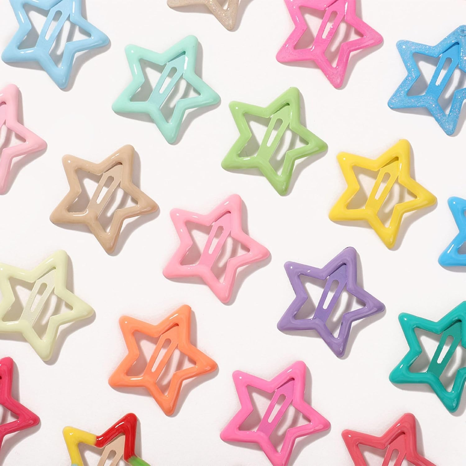 JOVALA 56PCS (28 Pairs) Star Hair Clips Colorful Metal Star Shaped Snap Hair Clips Non Slip Hair Barrettes for Kids Teens Women
