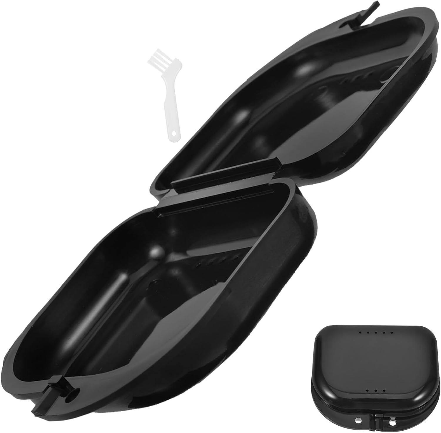 SEWACC Mouth Guard Box Plastic Retainer Case for Partial Denture Use Travel Denture Container Clean Brush for Outdoor Storage image number 4