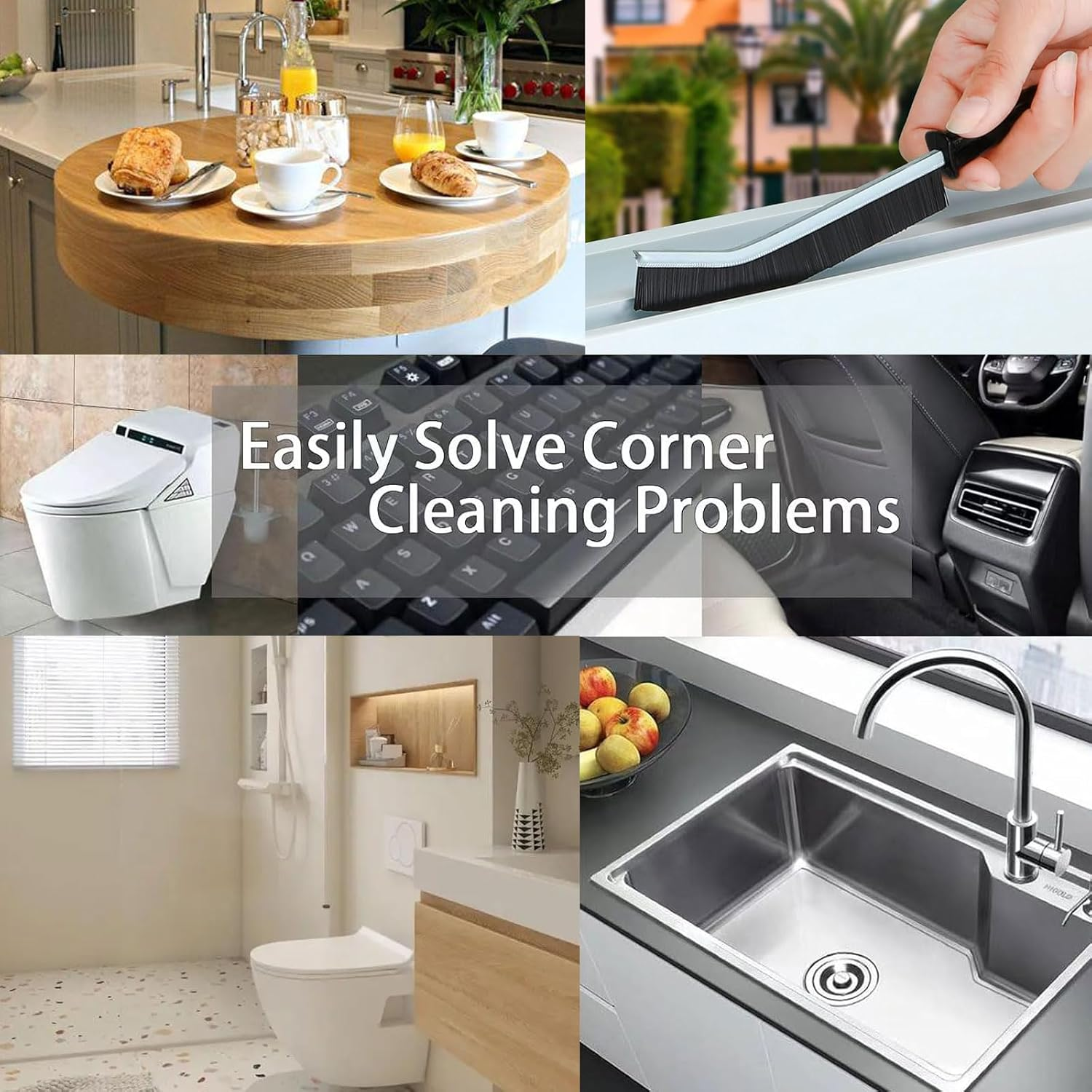 Crevice Cleaning Brush,Multifunctional Cleaning Brush Tool, Bathroom Gap Brush, Small Cleaning Brush, Grout Brush, Kitchen Brush, Cleaning Tools for Toilet, Bathroom, Home, Bathtub, Sink, Household