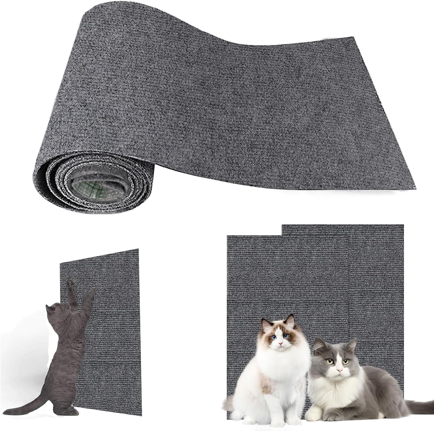 2 Pieces Climbing Cat Scratcher Stickers, Self-Adhesive Scratch Mat Cat Wall, DIY Scratch Mat Cat, Scratch-Resistant Protection, Furniture Floor Protection, Cat Scratching Board (Dark Grey, 30 X 100 image number 5