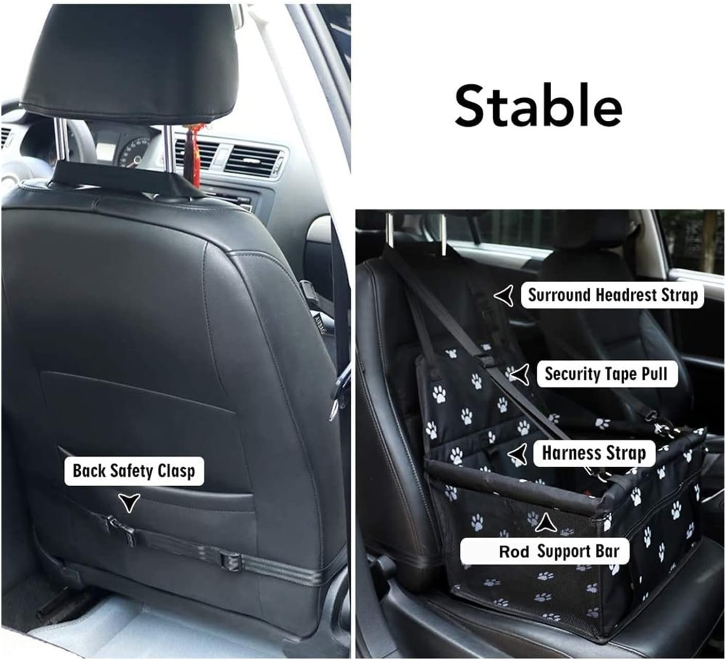 Dog Car Seat Cover Dog Back Bag Car Seat Cover Pet Bag Breathable Safety Hammock Pet Back Bag Foldable Bag Dog Hammock(Size:C) image number 2