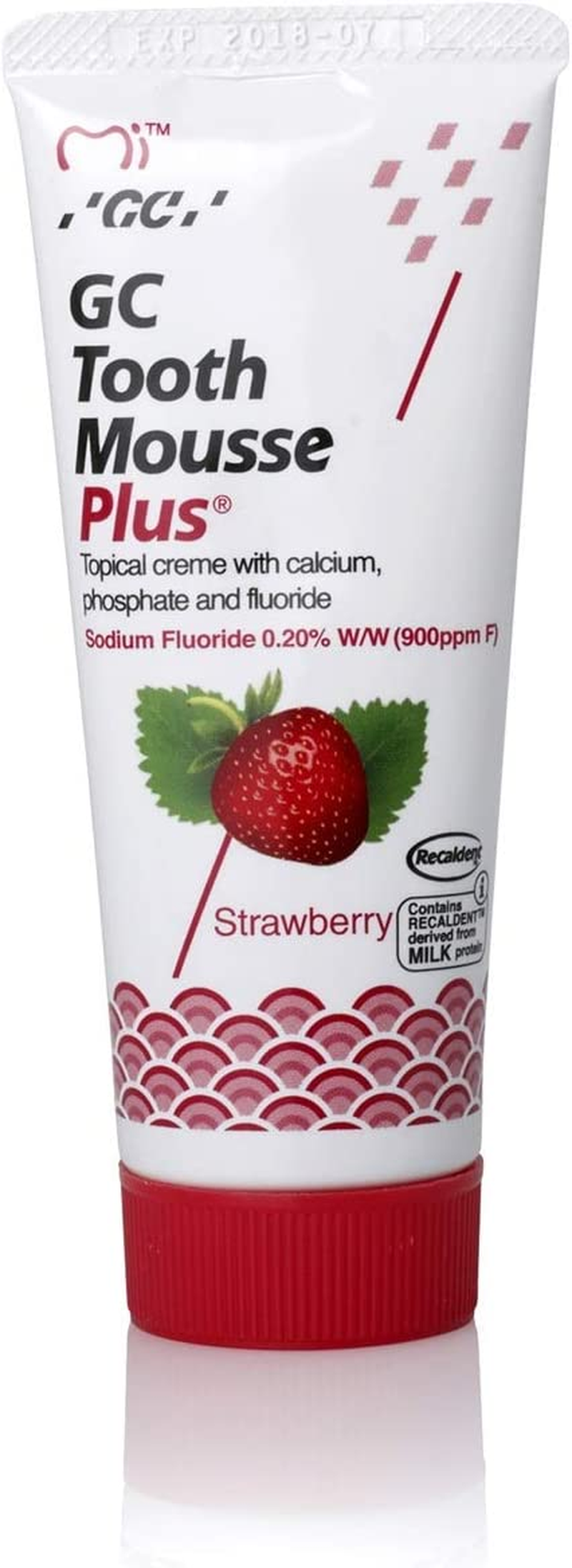 GC Tooth Mousse plus Strawberry 40G Tube | 1 Tube | Recaldent Topical Creme Tooth Desensitiser image number 2