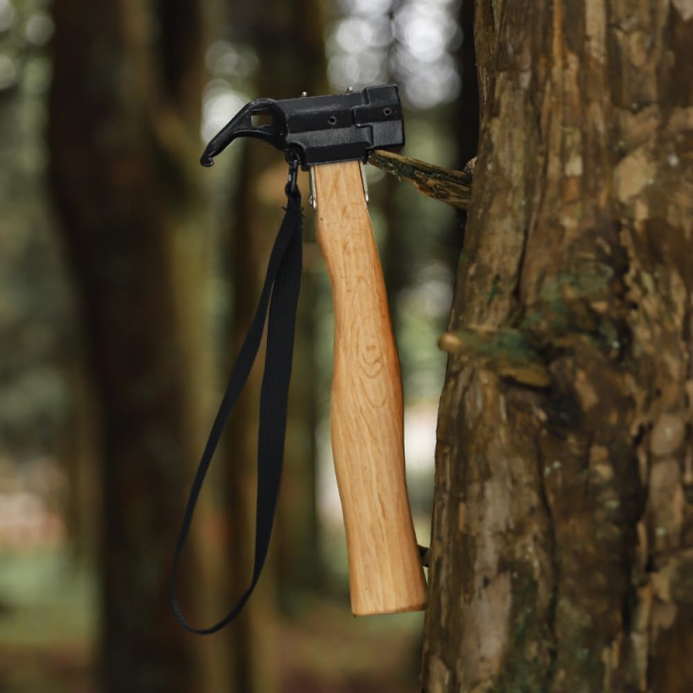 Camping Hammer Heavy Duty with Tent Stake Remover, 29Cm Steel Copper Tent Hammer -Wood Handle Tent Mallet with Holding Strap for Backpacking, Hiking & Camping Supplies image number 4