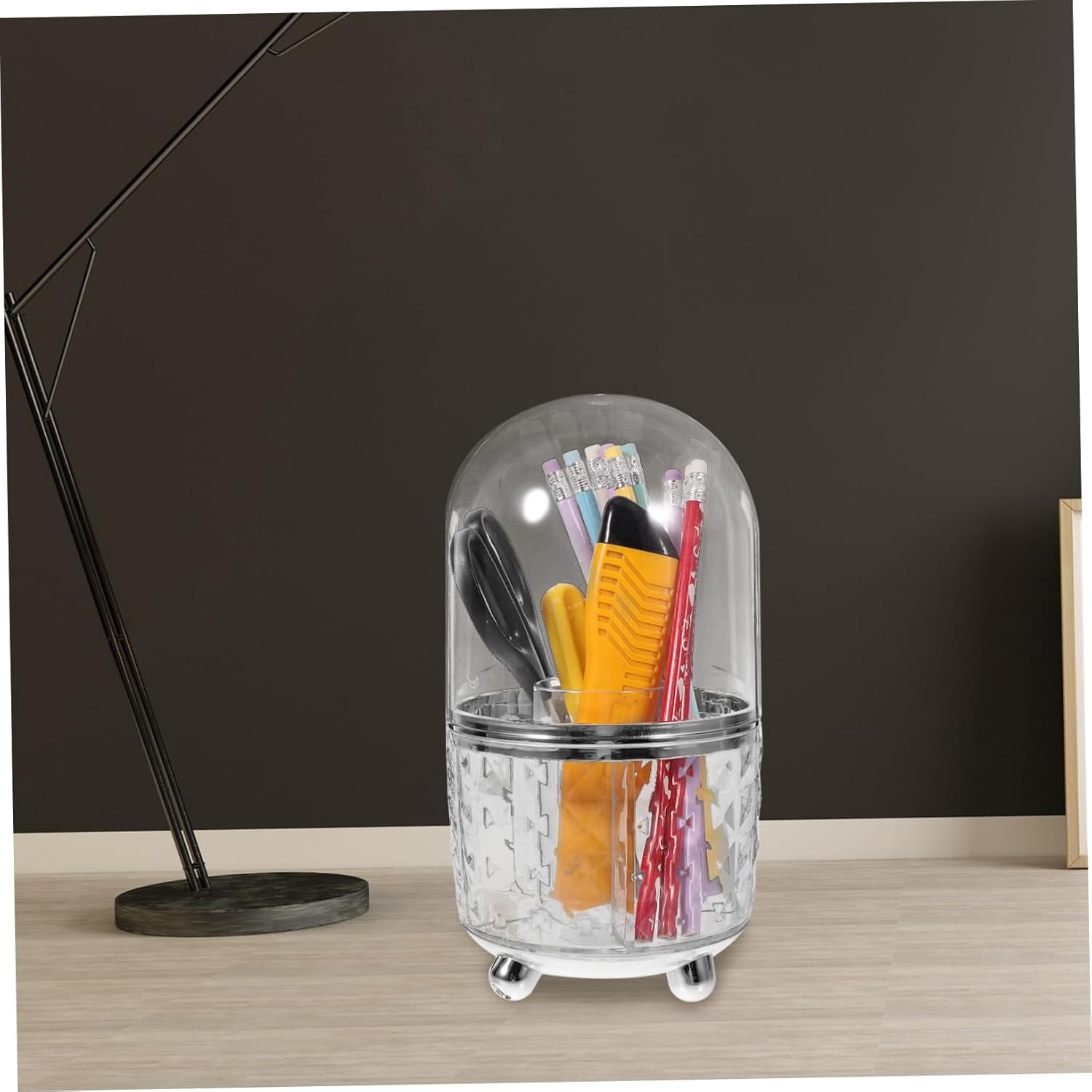 WEKAMOS Rotating Storage Box Small Wheels Pencil Holder Makeup Brush Storage Cup for Desk Bathroom image number 5