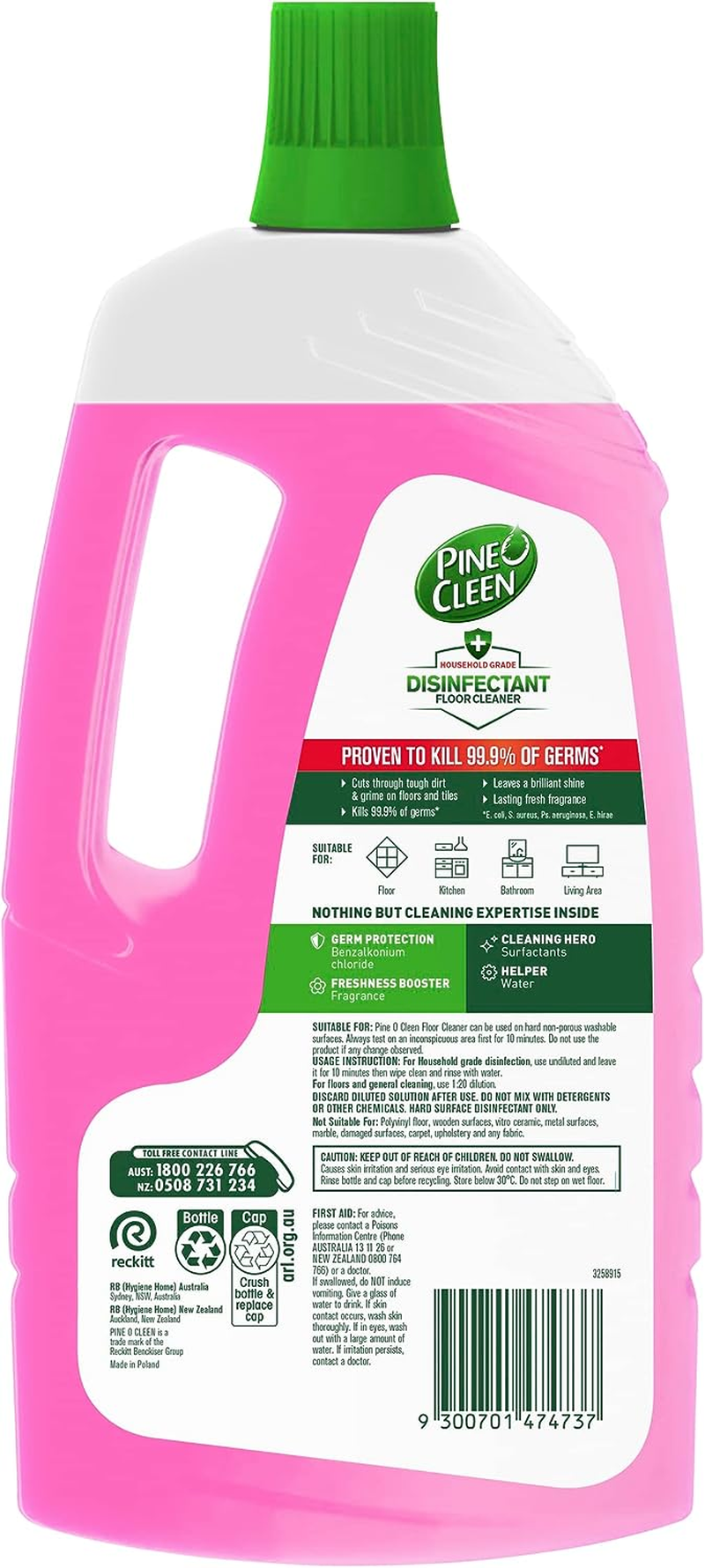 Pine O Cleen Disinfectant Floor Cleaner Pomegranate 1.5L (Pack of 2) image number 2