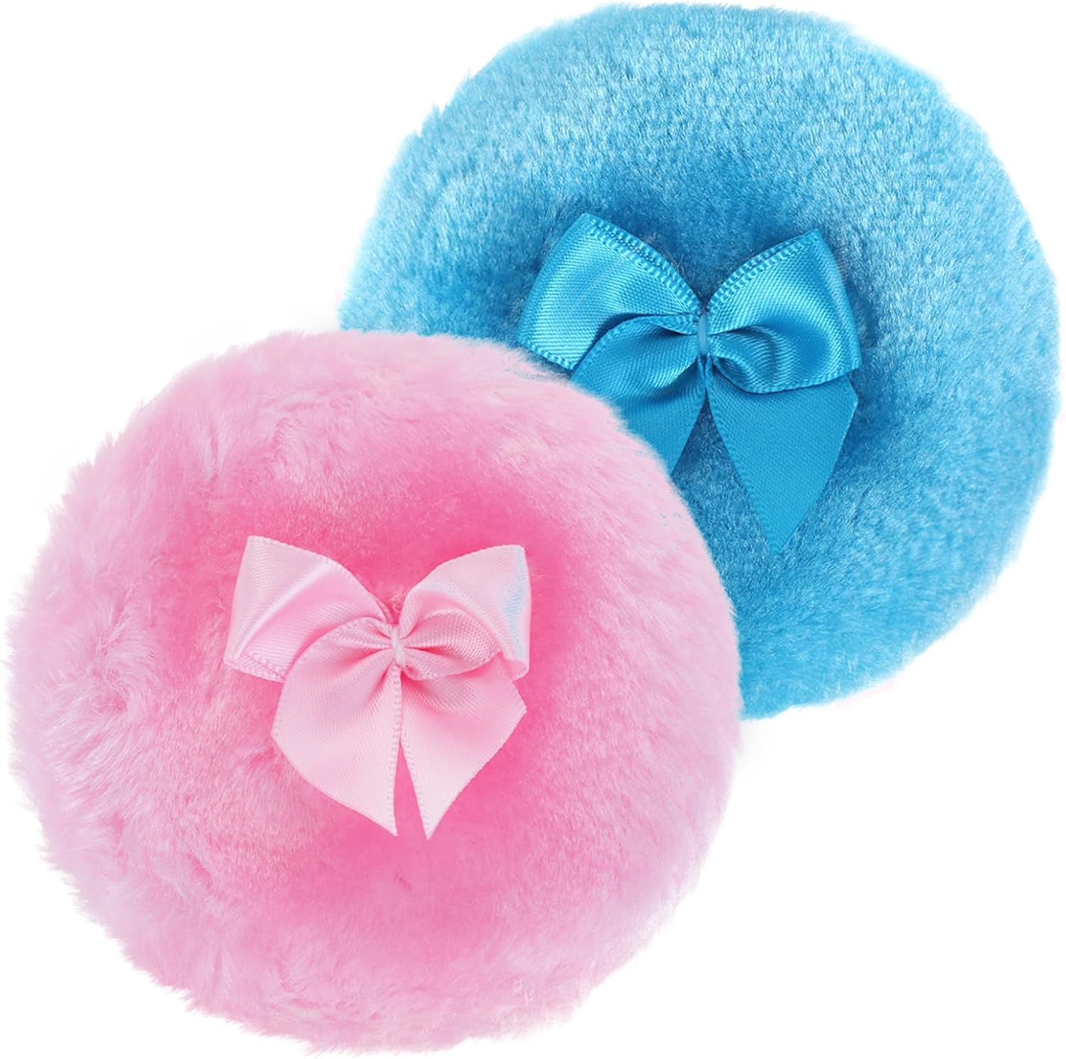 Sibba Large Fluffy Powder Puff - 4 Inch Ultra Soft Washable Reusable Velour Face Body Puff for Loose Powder - Wet Dry Makeup Tool (White)