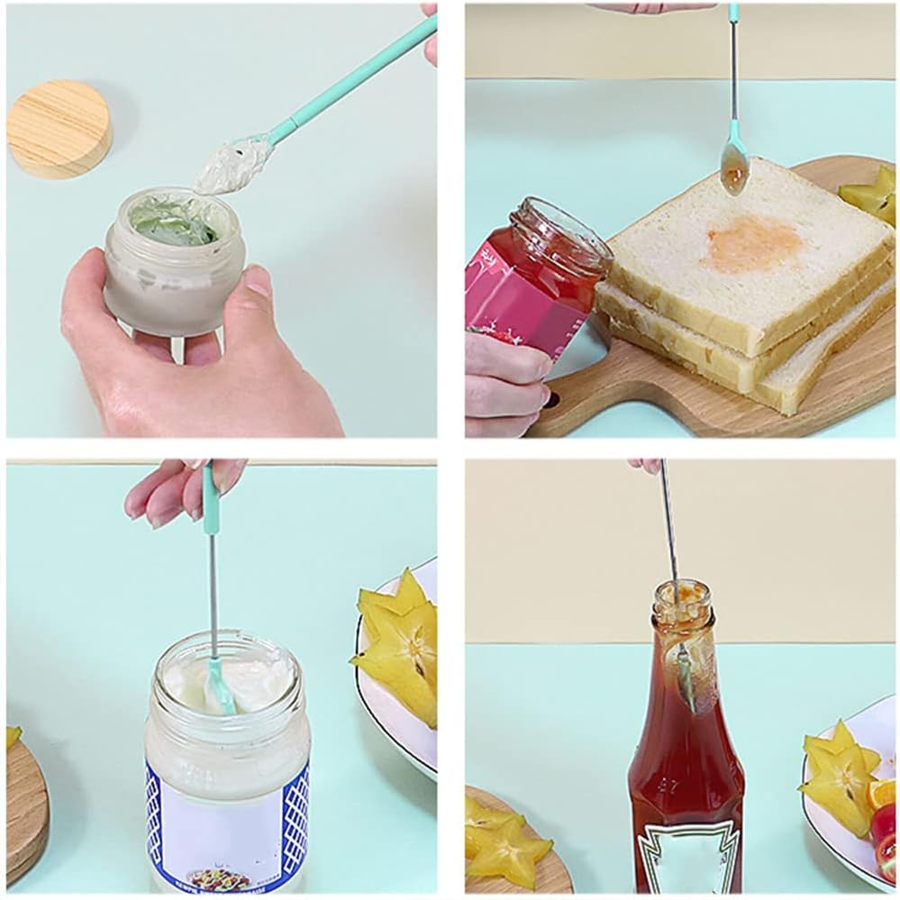 Mini Silicone Telescopic Spatula Multipurpose Double-Headed Cream Cake Scraper Red - Green image number 6