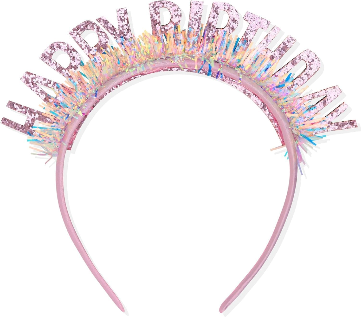 Birthday Crown Headband, Happy Birthday Headband for Women Girls, Birthday Tiara Happy Birthday Decorations, Birthday Gifts (Pink, One Size) image number 4