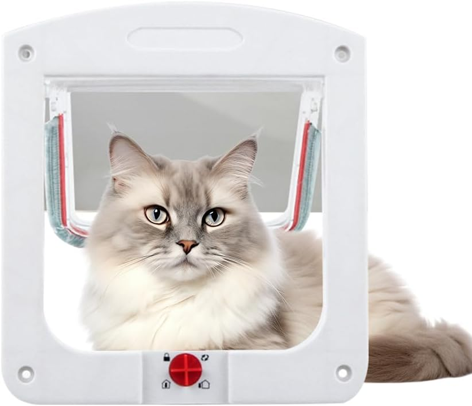 Cat Door for Windows, Weatherproof Cat Flap, Cat Door, Pet Flap, Quiet Cat Door, for Indoor Outdoor Door, Window, Wall, for Cats and Small Dogs, White, 20 X 24 Cm