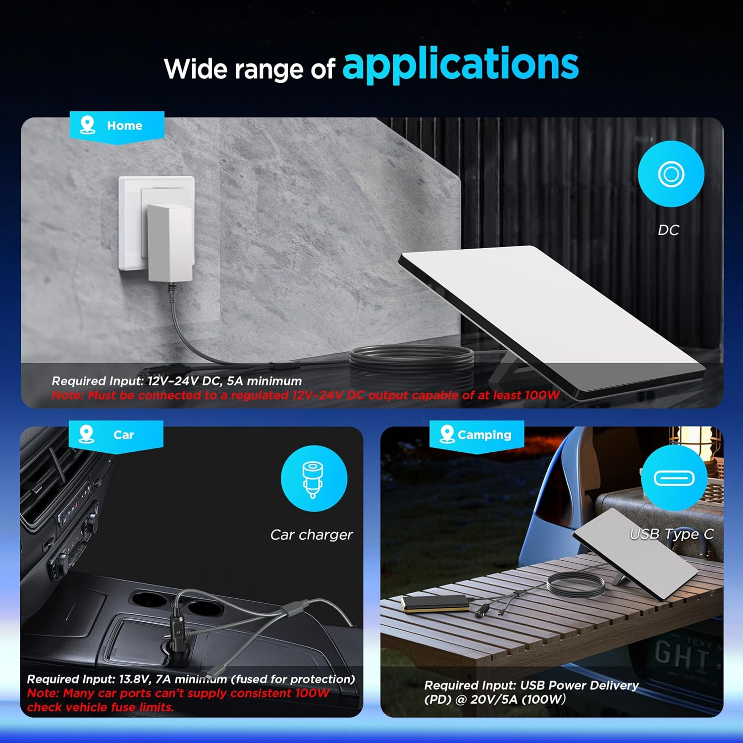 3 in 1 Starlink Mini Cable 10FT/ 3M, High-Speed USB C/Car Charger/Dc to DC Replacement Waterproof Extension Starlink Mini Power Cable Accessories image number 5