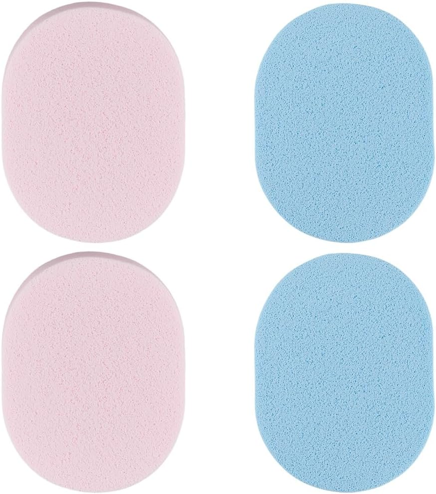 GORGECRAFT Pack of 4 Face Wash Sponges Reusable Sponges for Make-Up Removal Oval Facial Cleansing Sponge Black Makeup Sponges for Foundation Daily Cleaning Gentle Peel