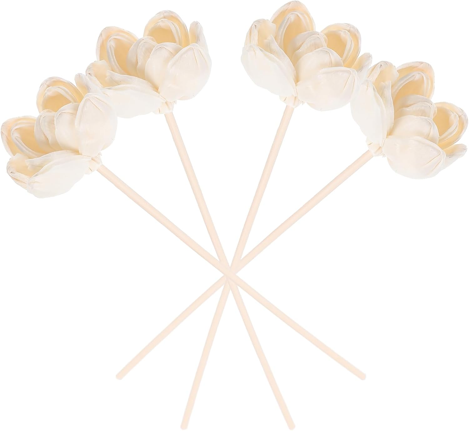 4Pcs White Cotton Aromatherapy Flower Diffusers - Natural Diffuser for Home, Office, Yoga Room, Bedroom, Hotel - DIY Decoration, Essential Oil Fragrance, Relaxing Scent image number 1