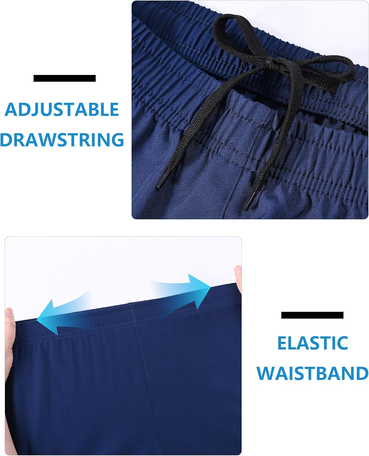 RBYEKP Mens Sport Shorts Breathable Running Fitness Gym Shorts for Men Tennis Basketball Quick Dry with Zip Pockets M Black Blue Grey image number 1