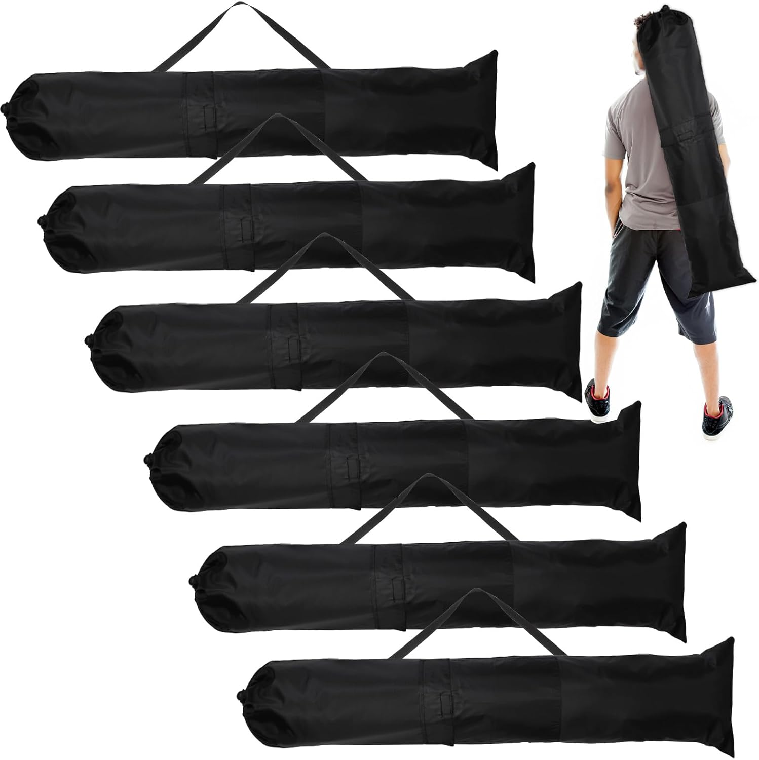 PEUTIER 6Pcs 43X9In Camp Chair Replacement Bag, Foldable Folding Chair Storage Bag with Carrying Strap & 2 Pockets Portable Camping Chair Bag for Outdoor Travel (Chair Is Not Included) image number 2