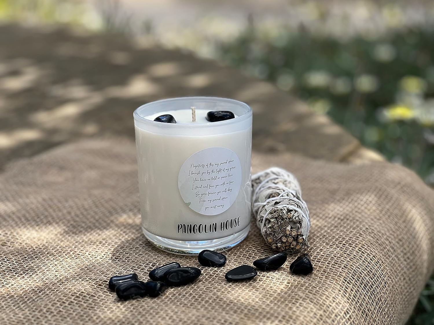 Pure Sage Candles with Black Obsidian Crystals. Absorb Negative Energy Provide Protection and Space of Tranquillity. Natural Soy Wax. Aromatherapy Meditation Essential Oils image number 4