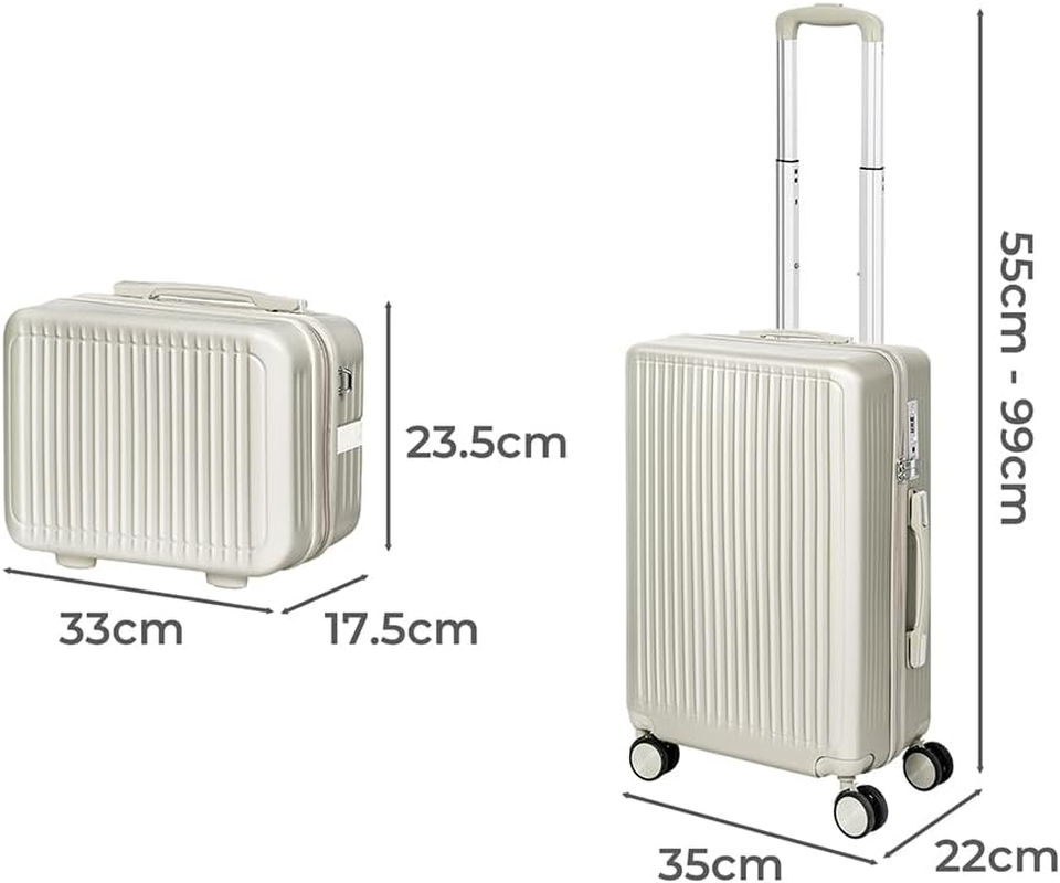Slimbridge 4Pcs Luggage Set 14"+20"+24"+28" Suitcase Trolley, Travel Carry on Packing Luggage with Built-In Lock, Hard Shell Wheels Spinner Luggages Suitcases, White image number 6