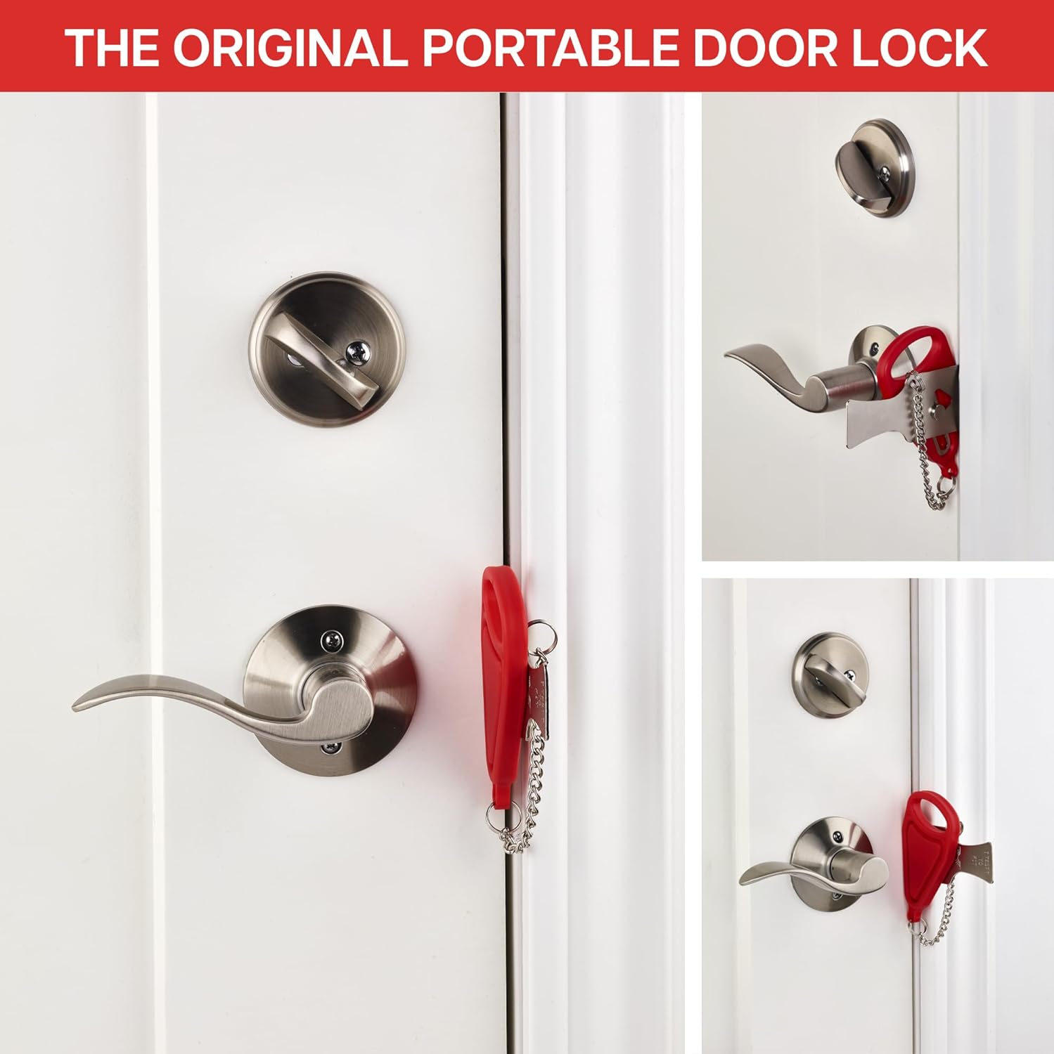 Addalock (Set of 2) Portable Door Lock, Travel Lock, Airbnb Lock, School Lockdown Lock