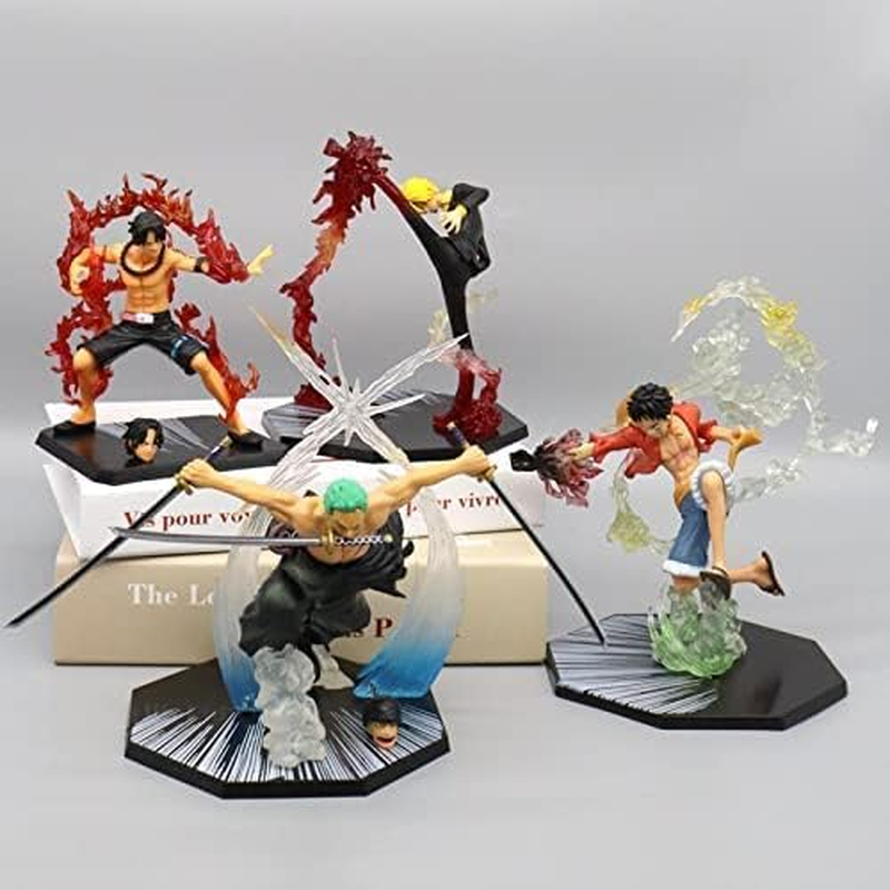 REOZIGN One Piece Ruffy Sanji Zoro Ace Anime Figure, 16Cm Battle Flame Figure Decoration Ornaments Collectibles Toy Animations Character Model (Zoro) - Zoro image number 2
