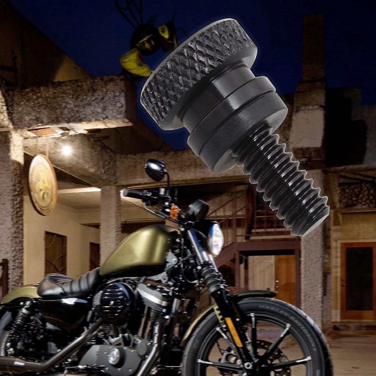 Pack of 1 Seat Screw, Motorcycle Modification Accessories, Knurled Fender Seat Bolt, Compatible with Harley Davidson (Black) - Silver image number 5