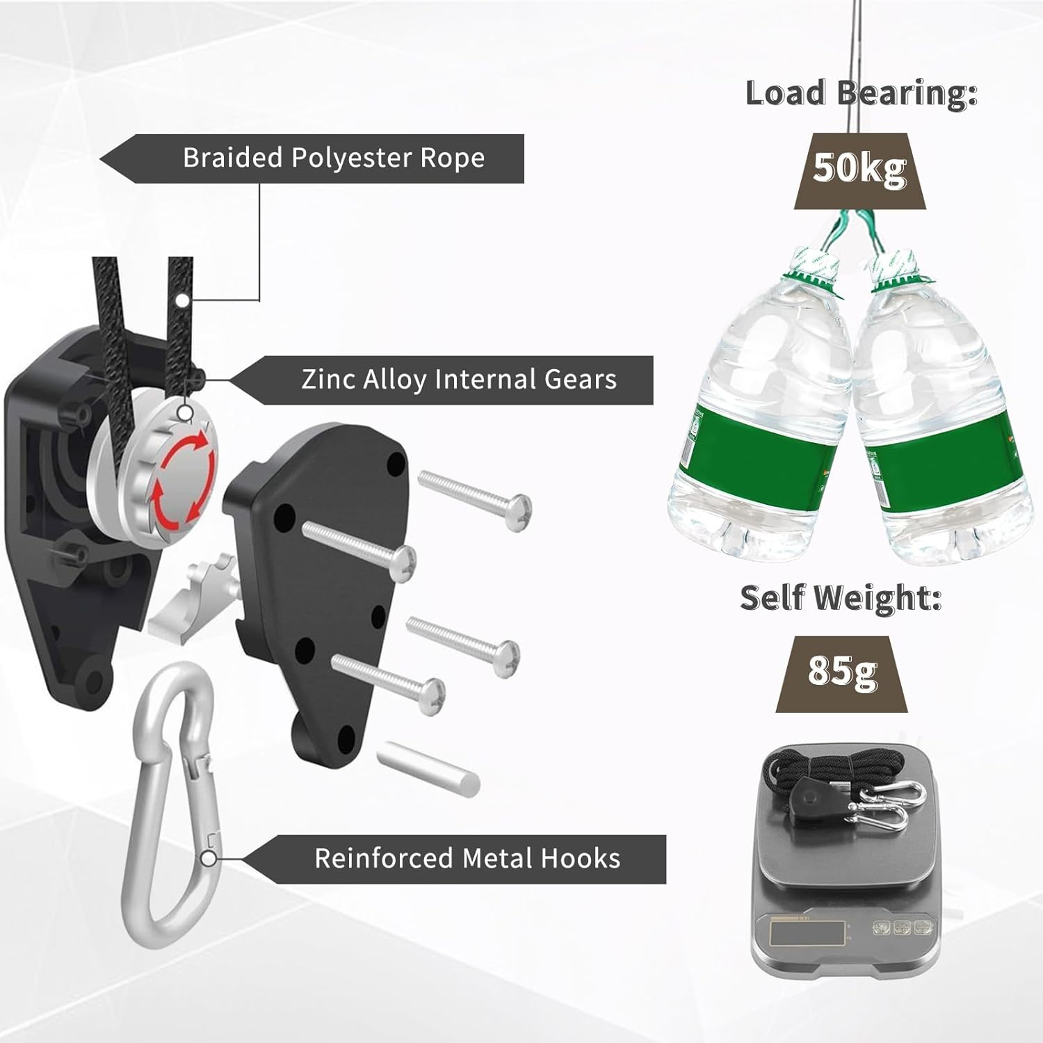 4 Pcs 4M Tent Guy Ropes with Pulley, 4Mm Reflective Adjustable Guide Ropes, Heavy Duty Rope Tensioner Ratchet with Aluminum Adjuster for Outdoor, Camping, Hiking, Awning, Tents, Plant Growing