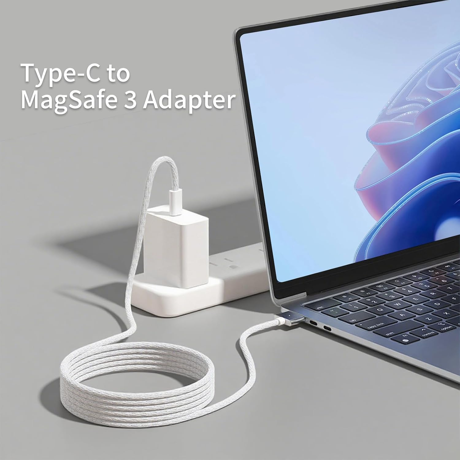 1 Pcs 140W 2M Magnetic USB-C Data Cable, USB Type-C Compatible with Magsafe 3 Interface, Suitable for Macbook Chargers, Macbook Air (13/15-Inch, M4 2025/2024/2022), (M2, 2023)