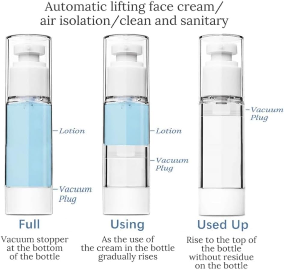 DACUAN 6 Pack 1 Oz/30 Ml Airless Pump Bottle, Travel Perfume Refillable Bottle, Suitable for Lotions, Perfumes, Creams, Foundations, and Cosmetics image number 3