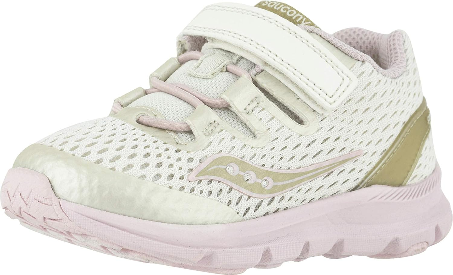 Saucony Girls' Baby Freedom ISO Sneaker, White/Pink/Gold