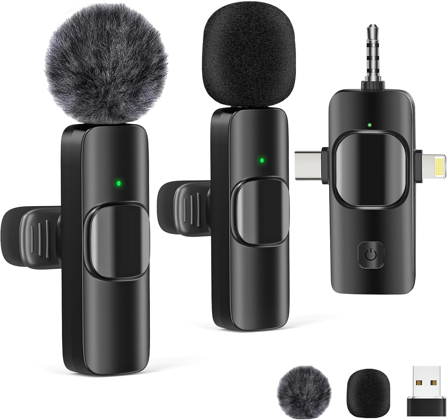 Wireless Lavailer Microphones for Android Iphone Ipad Laptop & Camera, USB-C, Wireless Mini Microphone for Video Recording, Vlog, Youtube, Tiktok